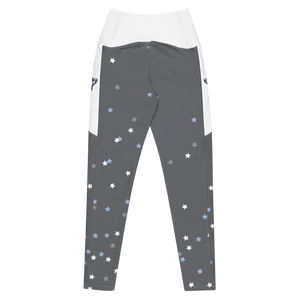 Gray Caviar Crossover leggings with pockets