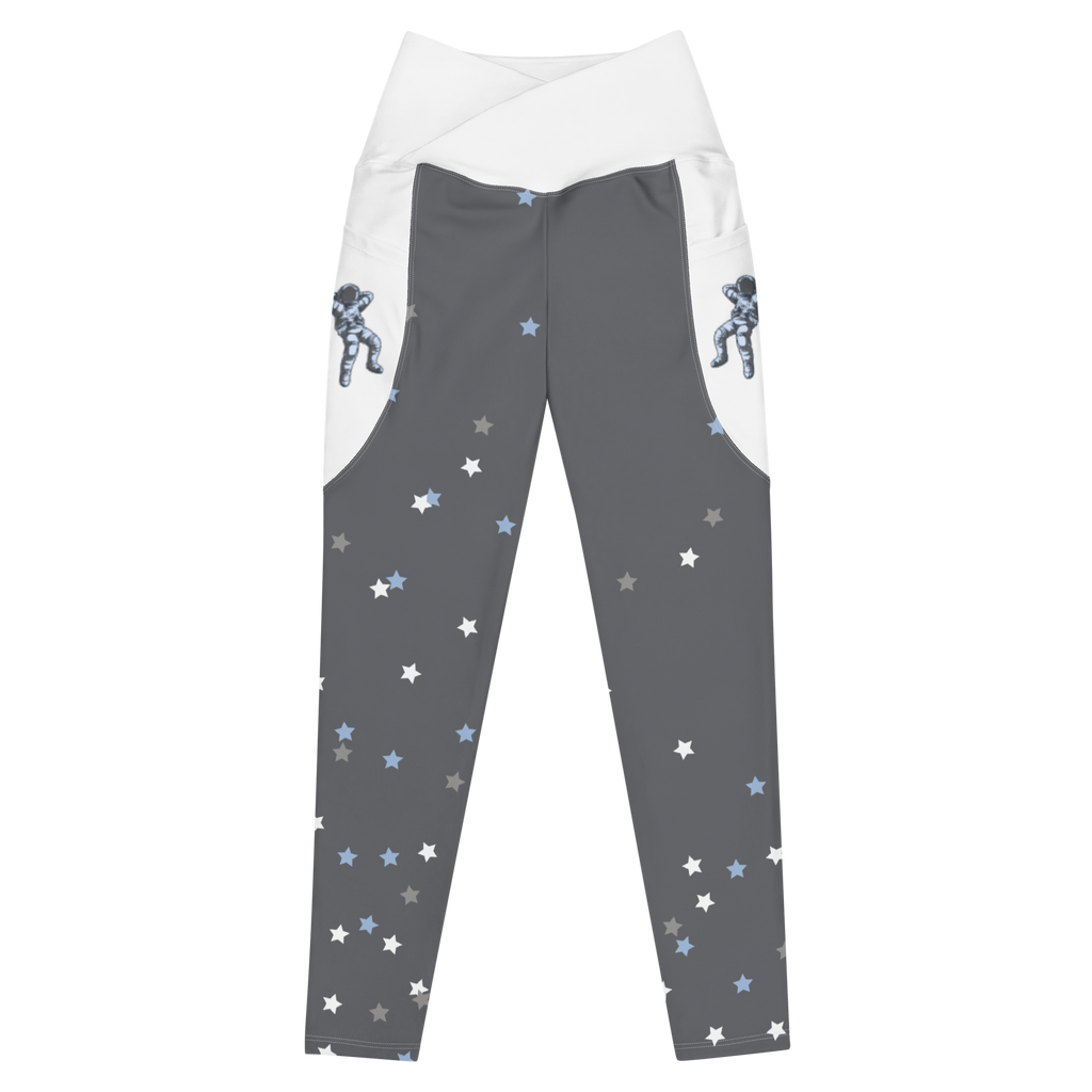 Gray Caviar Crossover leggings with pockets