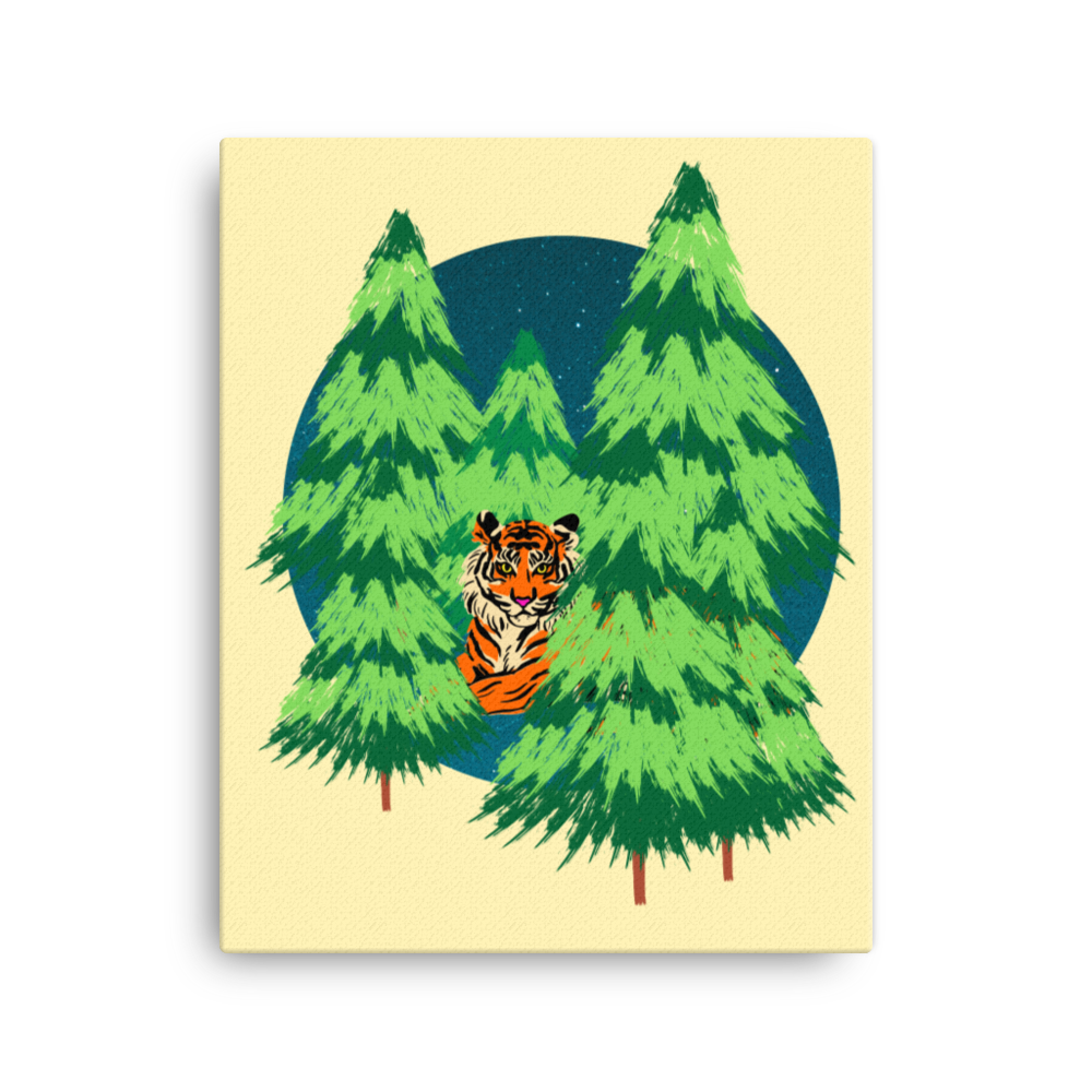A Tiger Hiding Woods Canvas
